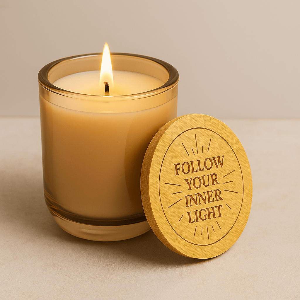 Printify Home Decor Peachy Nude / Beach Rose / 14oz Follow Your Inner Light - 14oz Engraved Scented Soy Candle