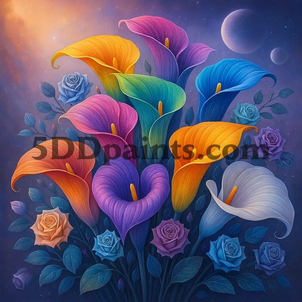 5DDPaints.com arts and crafts kit Galactic Garden Blooms Diamond Painting Kit