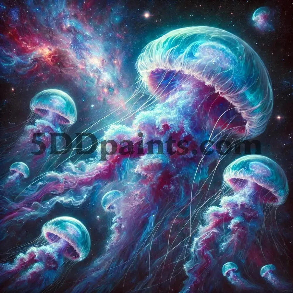 5DDPaints.com arts and crafts kit Galactic Jellyfish Diamond Painting Kit
