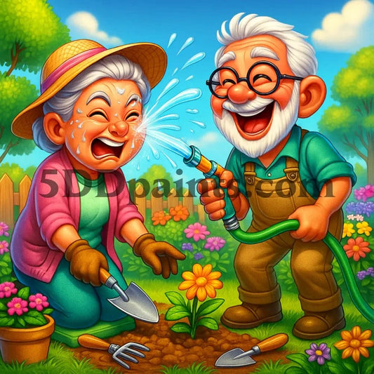 5DDPaints.com arts and crafts kit Garden Giggles Diamond Painting Kit -  Happy Couple Series