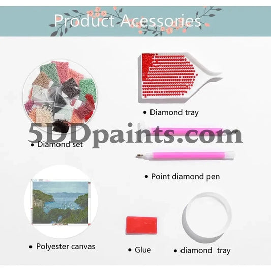 5DDPaints.com arts and crafts kit Garden Serenity: Siamese Cat Diamond Painting Kit