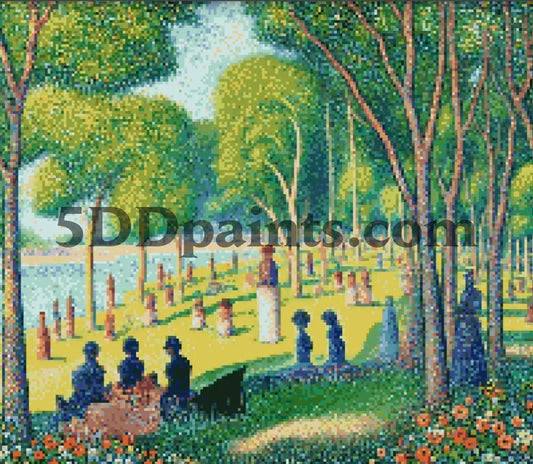 5DDPaints.com arts and crafts kit Georges Seurat-Inspired Park Scene Diamond Painting Kit