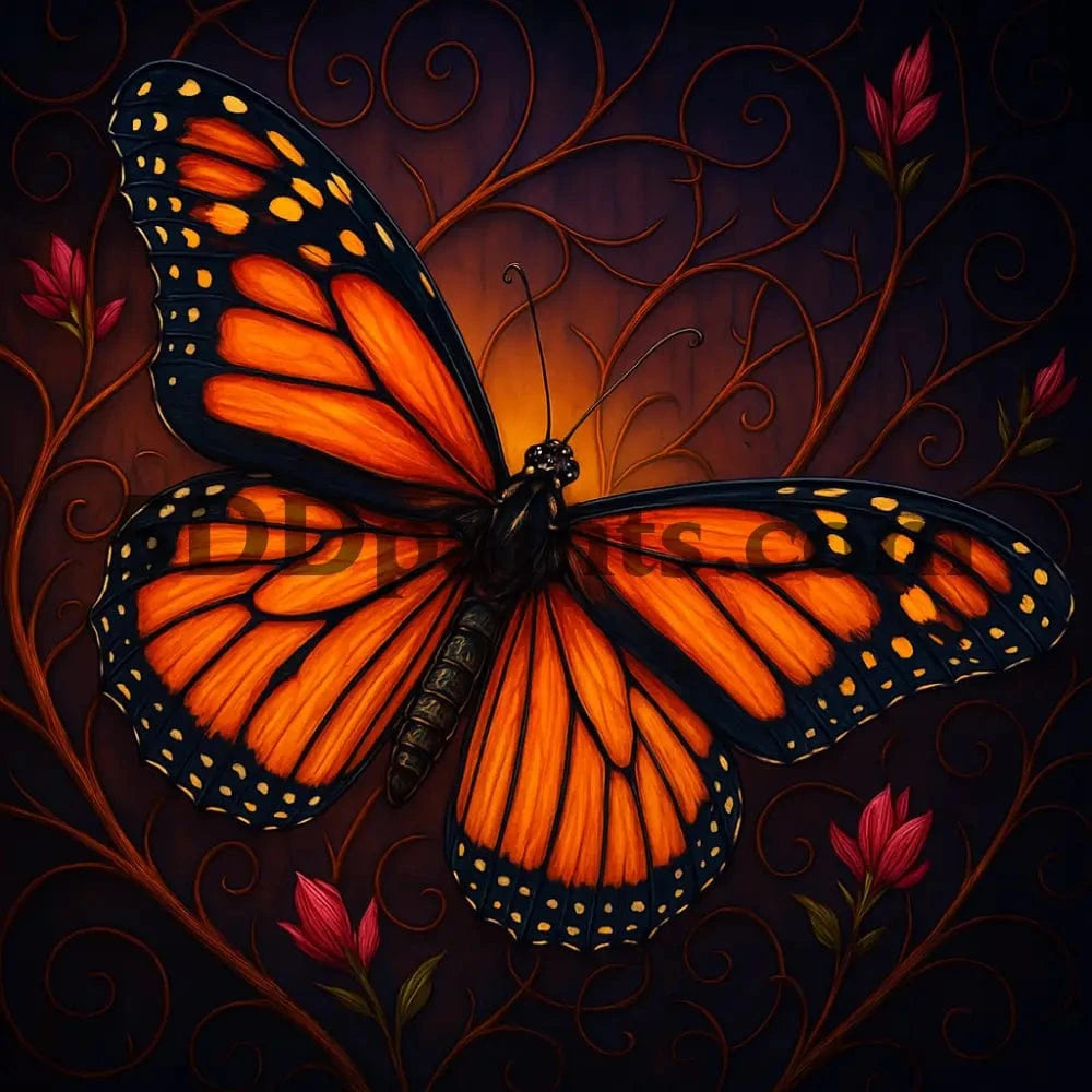 5DDPaints.com arts and crafts kit Glowing Monarch Butterfly Diamond Painting