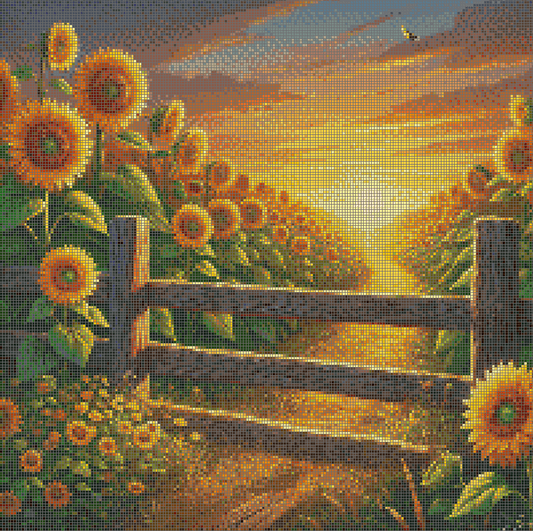 5DDPaints.com arts and crafts kit Golden Sunflower Path Diamond Painting Kit