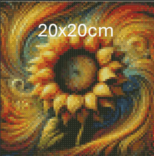 5DDPaints.com arts and crafts kit Golden Sunflower Swirl: A Vision in Motion Diamond Painting