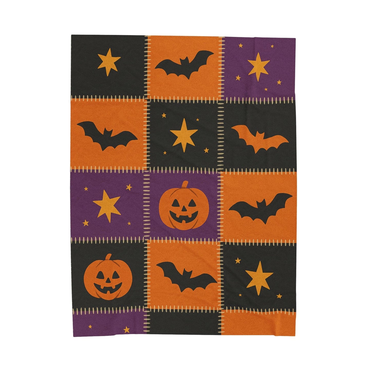 Printify All Over Prints 60" × 80" Halloween Patchwork Velveteen Plush Blanket – Cozy Spooky Nights