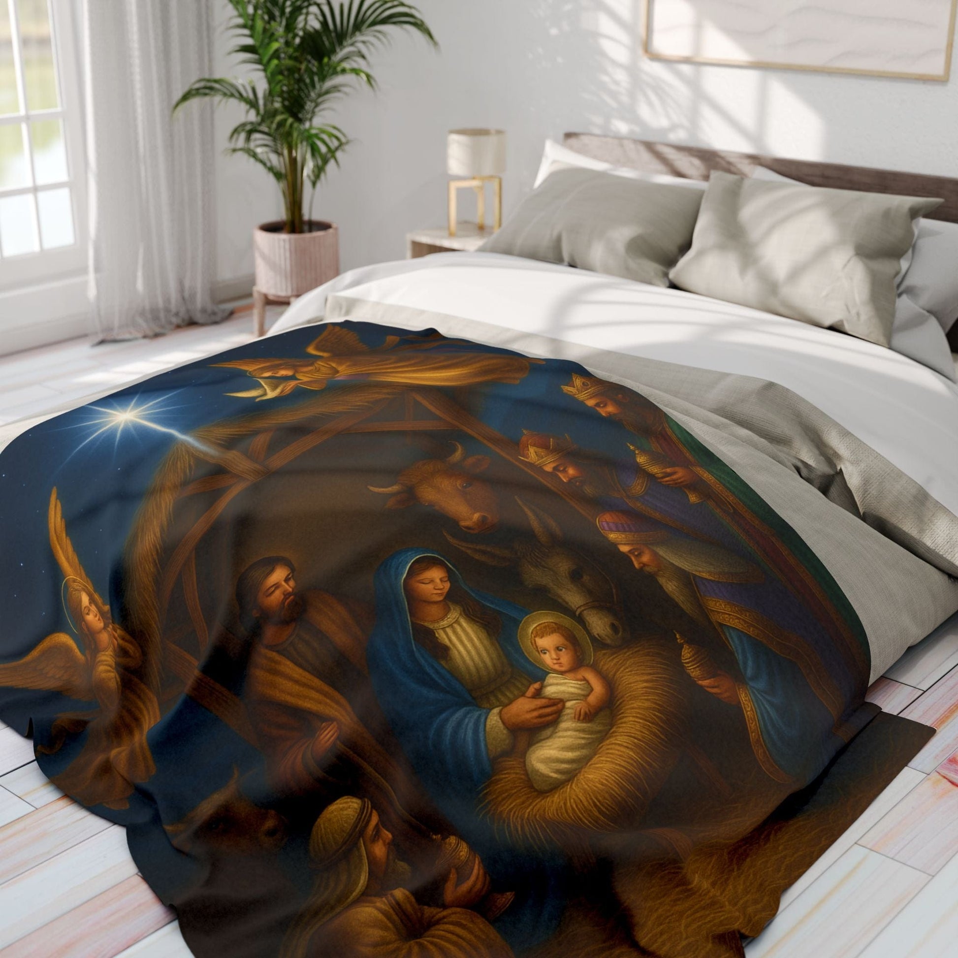 Printify Home Decor Heavenly Nativity Fleece Blanket - Cozy Christmas Decor