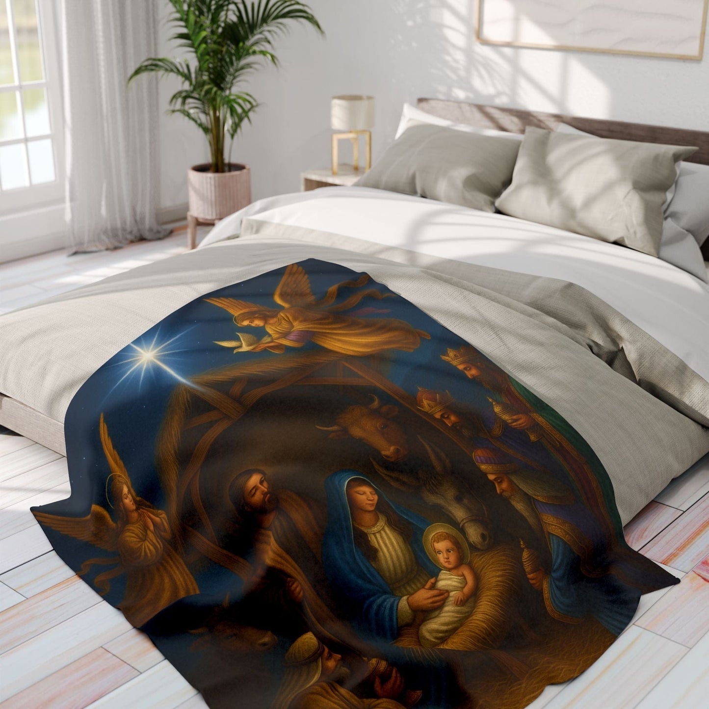 Printify Home Decor Heavenly Nativity Fleece Blanket - Cozy Christmas Decor