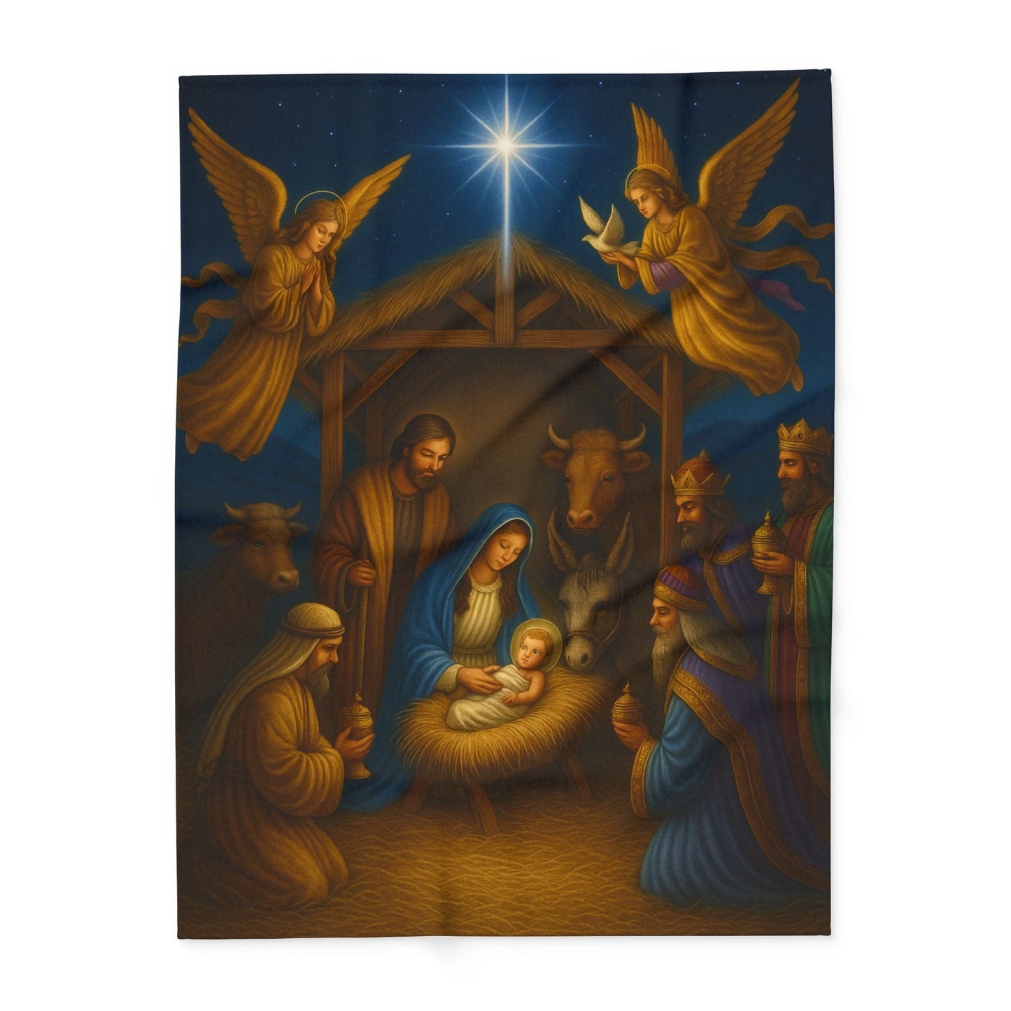 Printify Home Decor 60" × 80" Heavenly Nativity Fleece Blanket - Cozy Christmas Decor