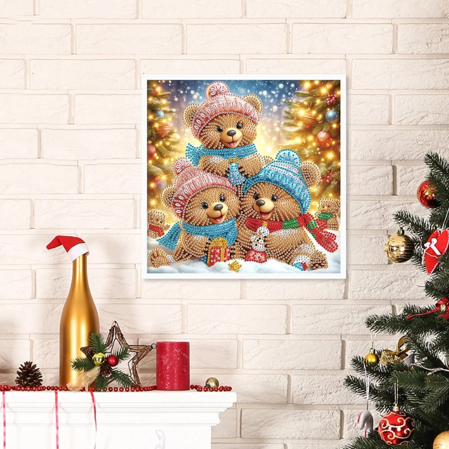 5DDpaints.com arts and crafts kit Christmas Bear Holiday Day Bear Joy Diamond Painting Kit - Partial Drills