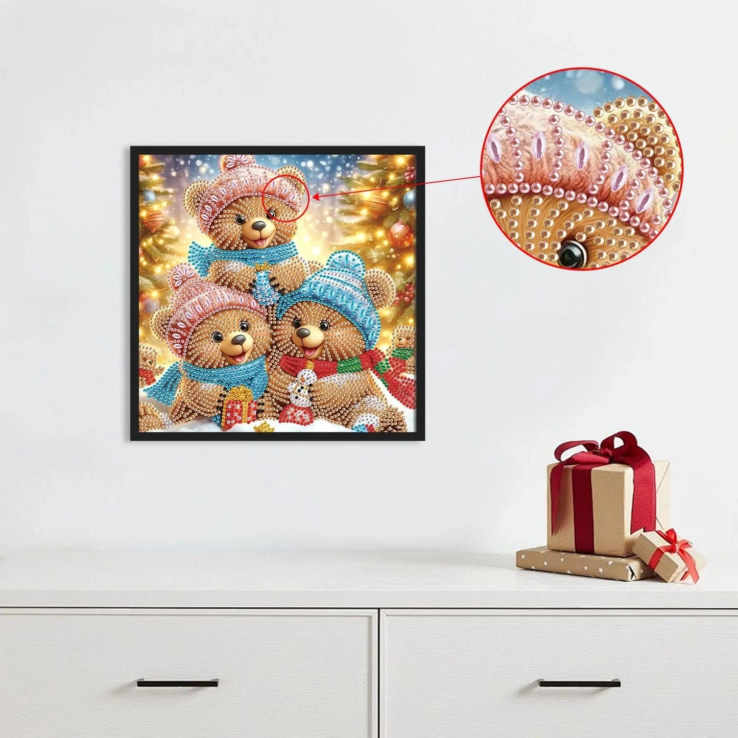 5DDpaints.com arts and crafts kit Christmas Bear Holiday Day Bear Joy Diamond Painting Kit - Partial Drills