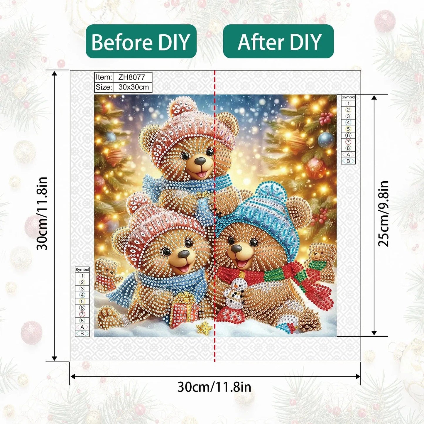 5DDpaints.com arts and crafts kit Christmas Bear Holiday Day Bear Joy Diamond Painting Kit - Partial Drills