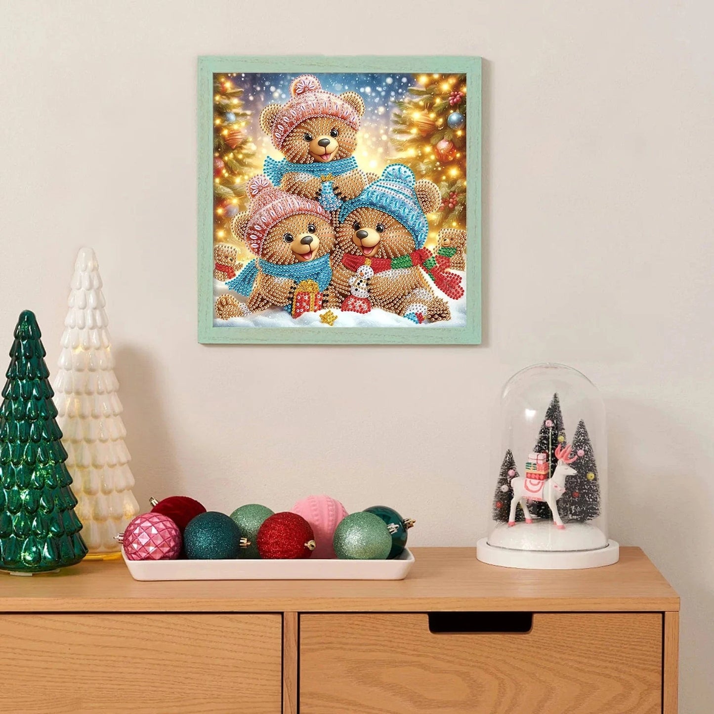 5DDpaints.com arts and crafts kit Christmas Bear Holiday Day Bear Joy Diamond Painting Kit - Partial Drills