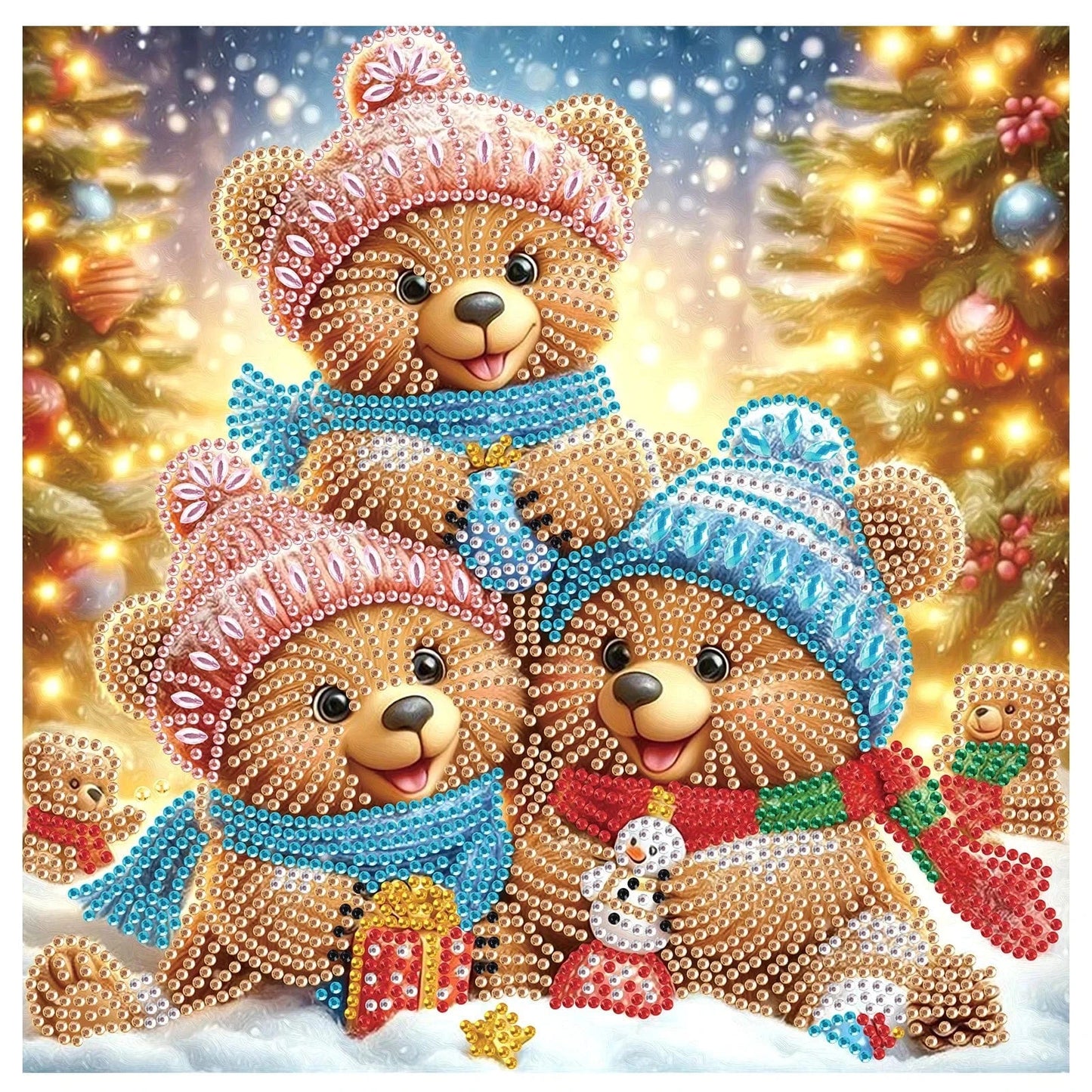 5DDpaints.com arts and crafts kit Christmas Bear Holiday Day Bear Joy Diamond Painting Kit - Partial Drills