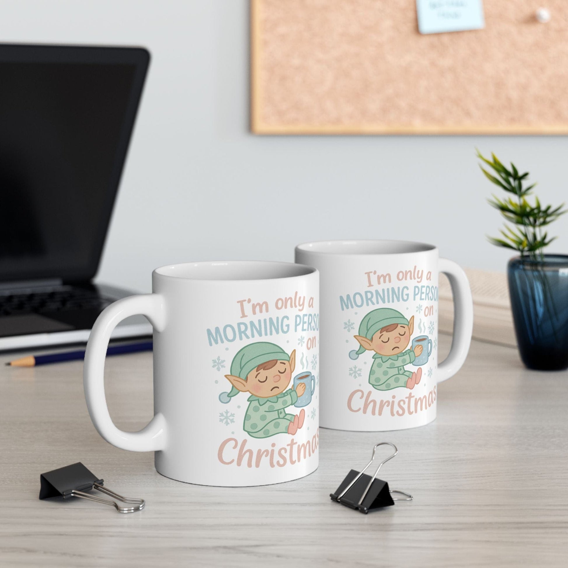 Printify Mug I’m Only a Morning Person on Christmas Mug – Festive 11oz or 15oz Ceramic Cup