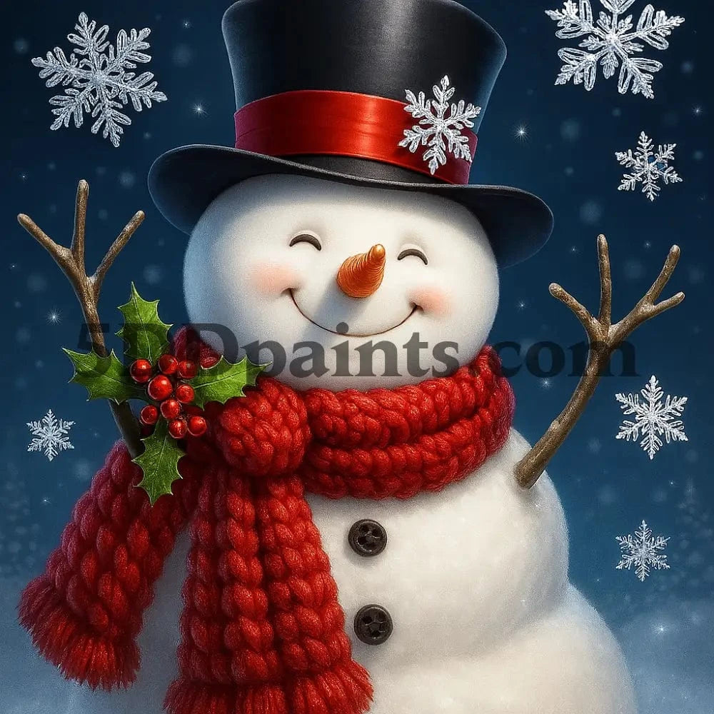 5DDPaints.com arts and crafts kit Jolly Snowman Sparkle Diamond Painting Kit