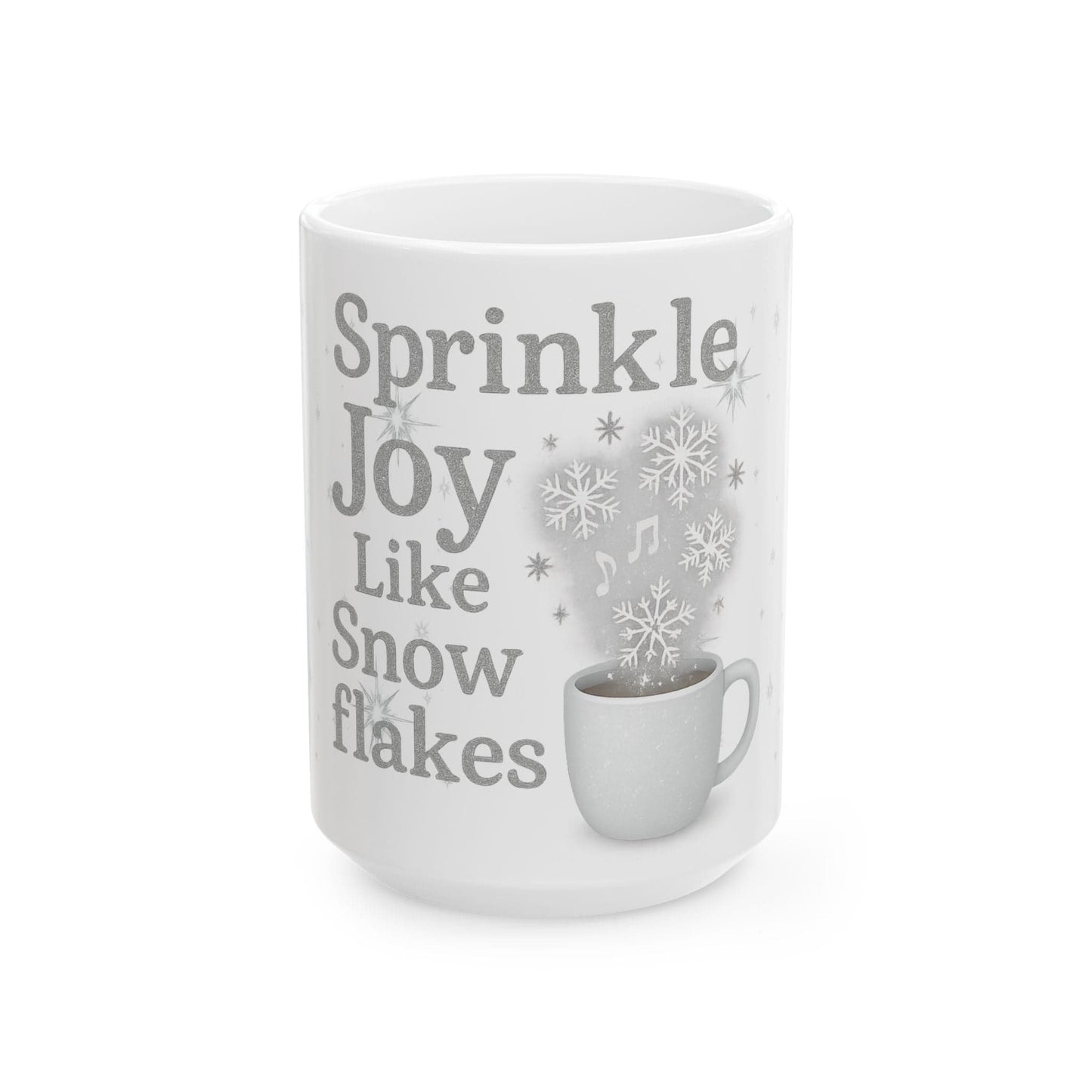Printify Mug 15oz Joyful Snowflake Ceramic Mug - Sprinkle Joy, Winter Coffee Mug