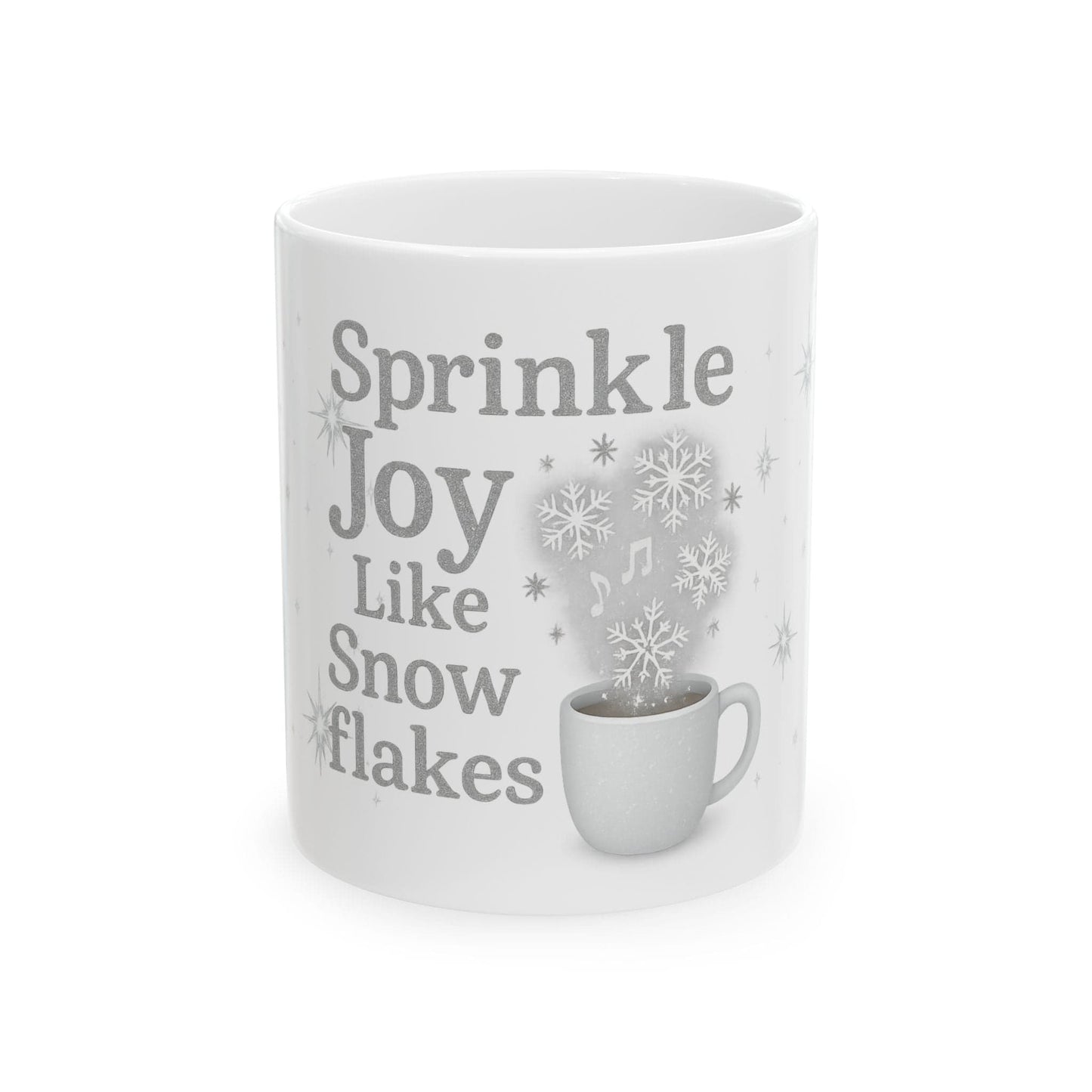Printify Mug 11oz Joyful Snowflake Ceramic Mug - Sprinkle Joy, Winter Coffee Mug