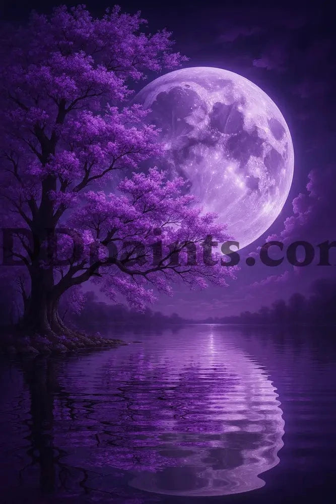 5DDPaints.com arts and crafts kit Lavender Moonlit Dream Diamond Painting Kit
