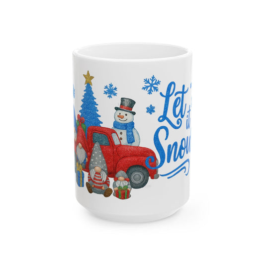 Printify Mug 15oz Let It Snow Festive Ceramic Mug – Holiday Coffee, Cocoa & Tea Cup (11oz / 15oz)