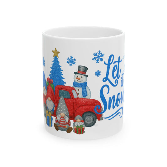 Printify Mug 11oz Let It Snow Festive Ceramic Mug – Holiday Coffee, Cocoa & Tea Cup (11oz / 15oz)