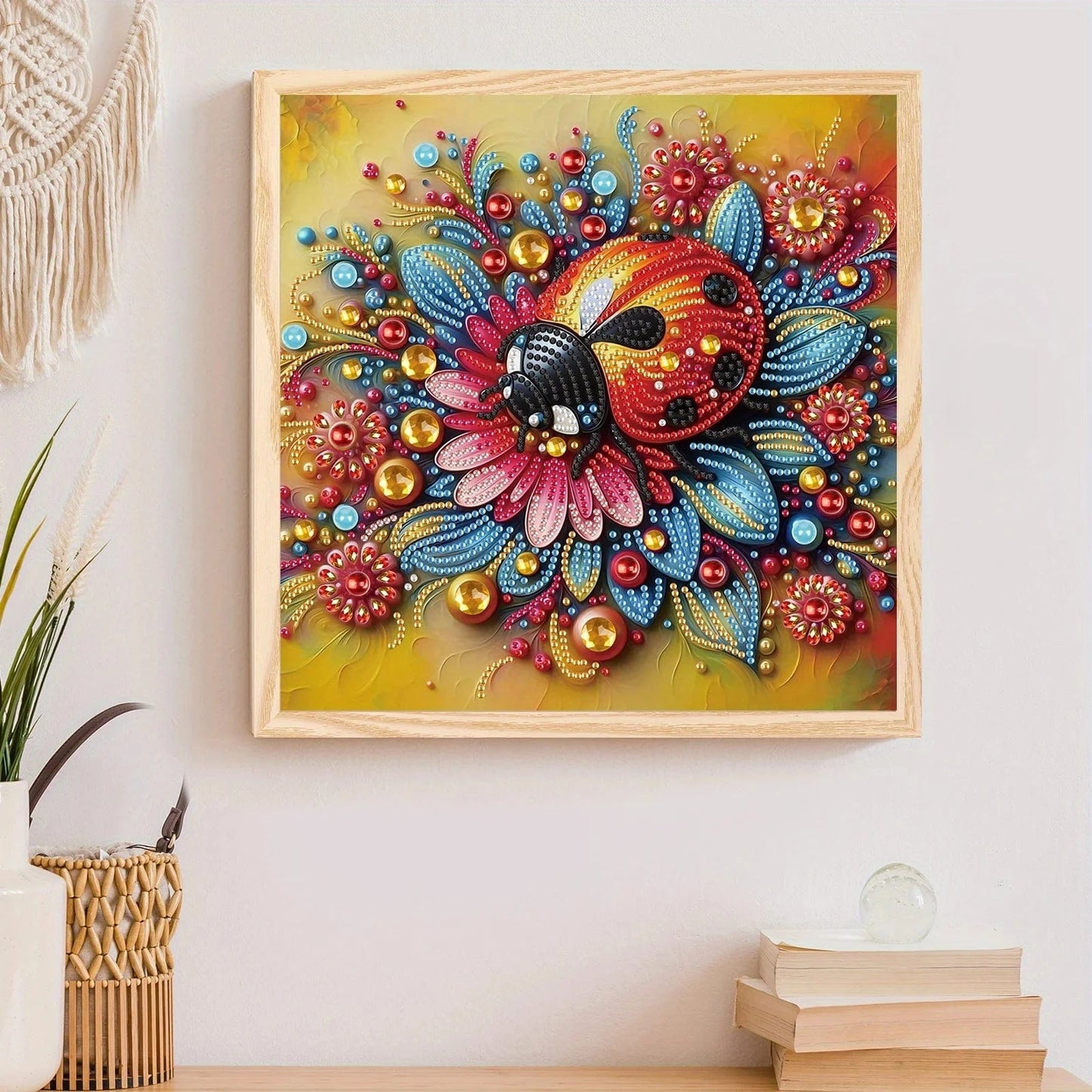 5DDpaints.com arts and crafts kit Flowers and ladybugs Lovely Ladybug Diamond Painting Kit - Partial Drill