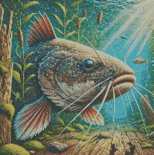 5DDPaints.com arts and crafts kit "Majestic Catfish Habitat" Diamond Painting Kit