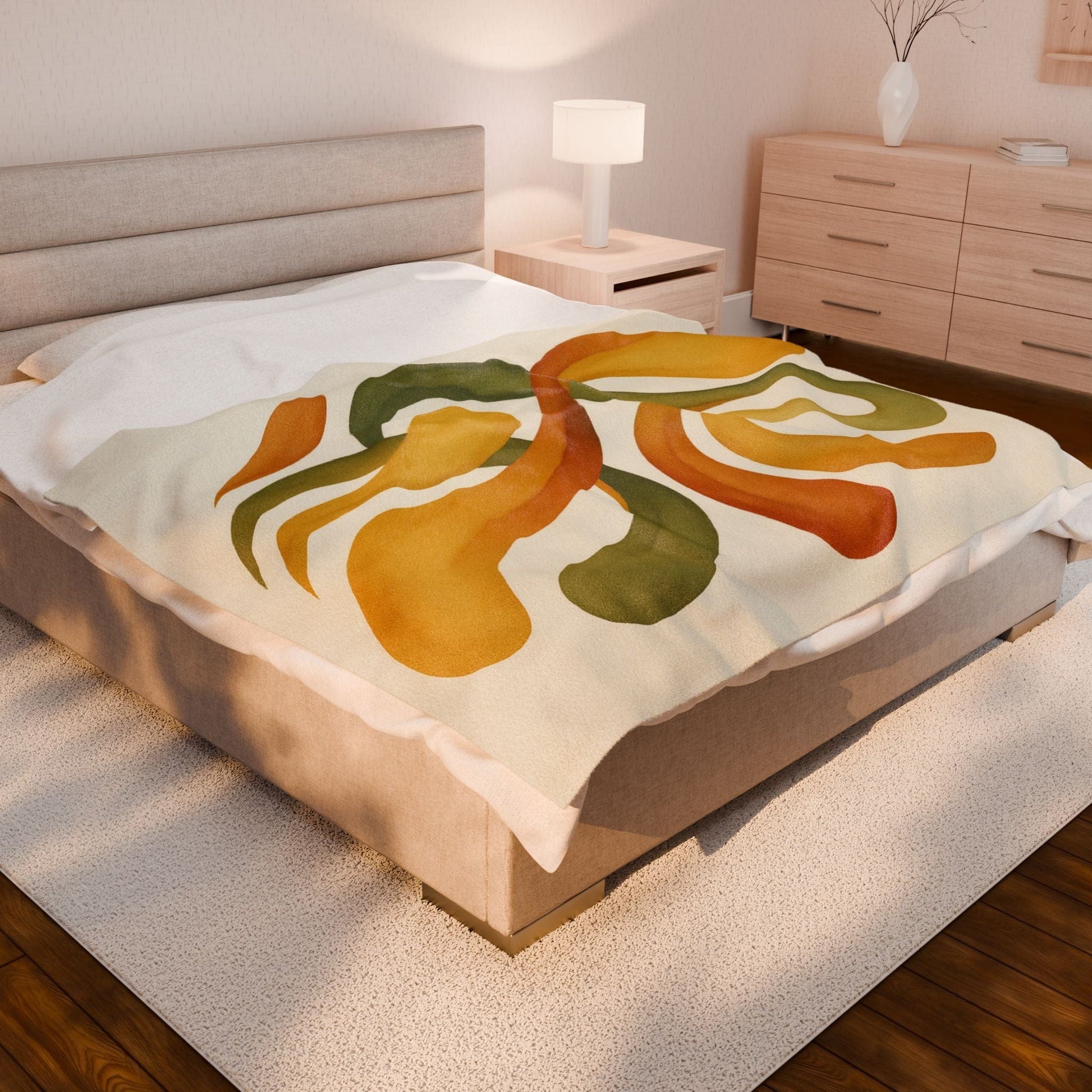 Printify All Over Prints 60" × 80" Modern Abstract Velveteen Throw Blanket – Cozy Plush Home Décor Accent