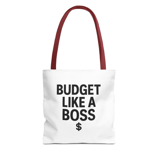 Printify Bags 13" × 13'' / Red Motivational Tote Bag - 'Budget Like A Boss'