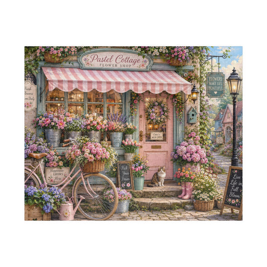Printify Puzzle 520 pcs (Horizontal) Pastel Cottage Flower Shop Jigsaw Puzzle | 520 or 1014 Pieces