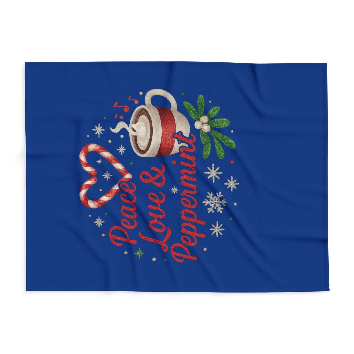 Printify Home Decor Peace, Love, and Peppermint - Festive Fleece Blanket