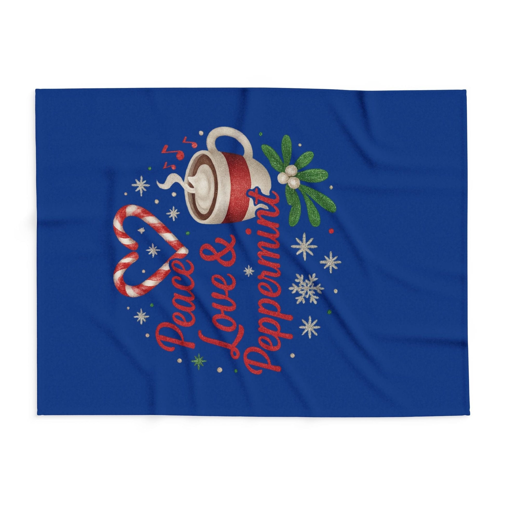 Printify Home Decor Peace, Love, and Peppermint - Festive Fleece Blanket