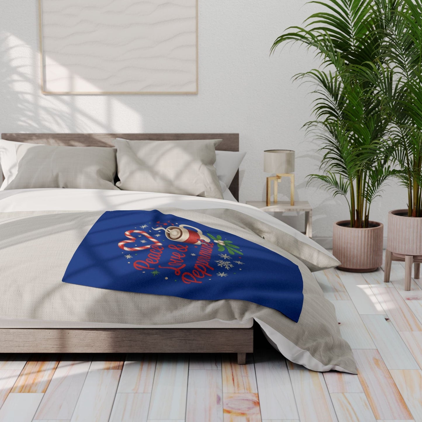 Printify Home Decor Peace, Love, and Peppermint - Festive Fleece Blanket