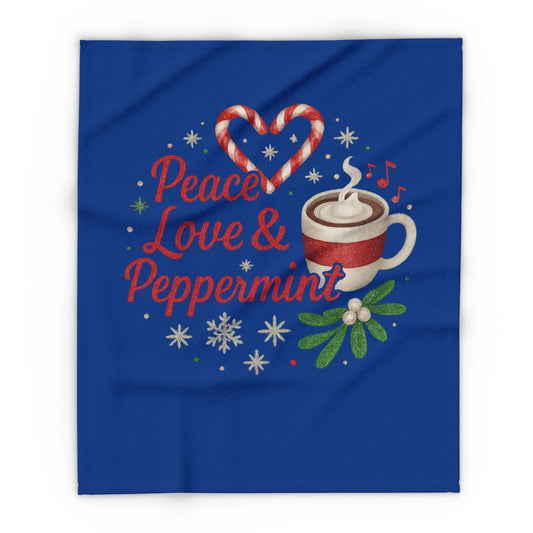 Printify Home Decor 50" × 60" Peace, Love, and Peppermint - Festive Fleece Blanket
