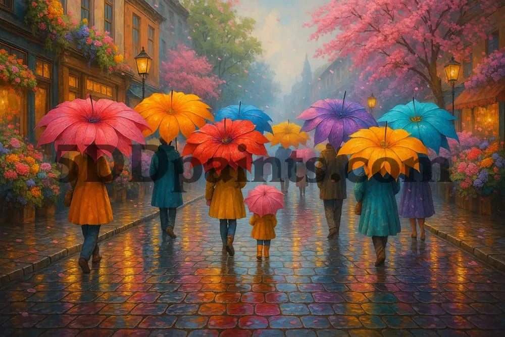 5DDPaints.com arts and crafts kit Petal Parade in the Rain Diamond Painting Kit