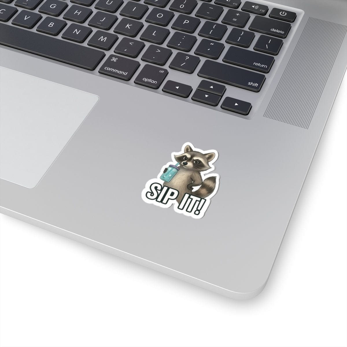 Printify Paper products Playful Raccoon 'Sip It!' Kiss-Cut Stickers | Fun Laptop Decor & Gifts