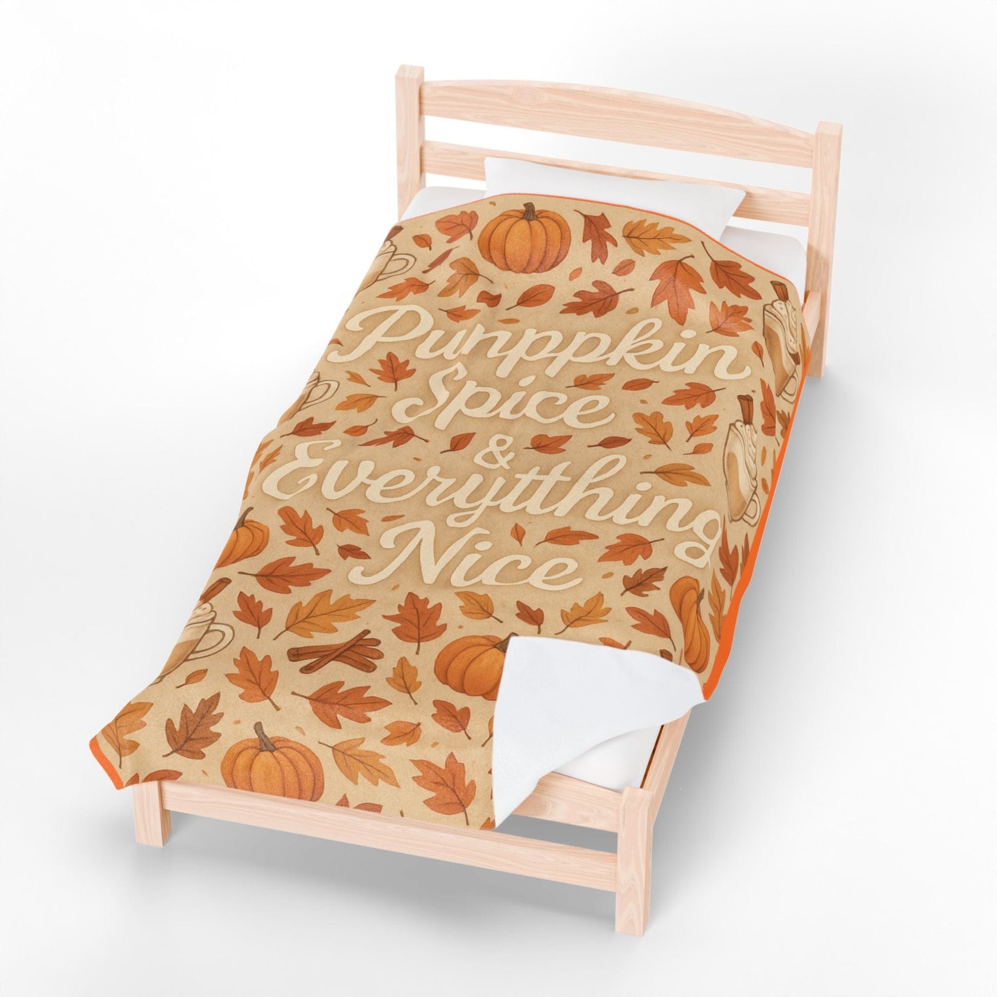 Printify All Over Prints Pumpkin Spice & Everything Nice, Autumn Decor - Cozy Fall Velveteen Plush Blanket