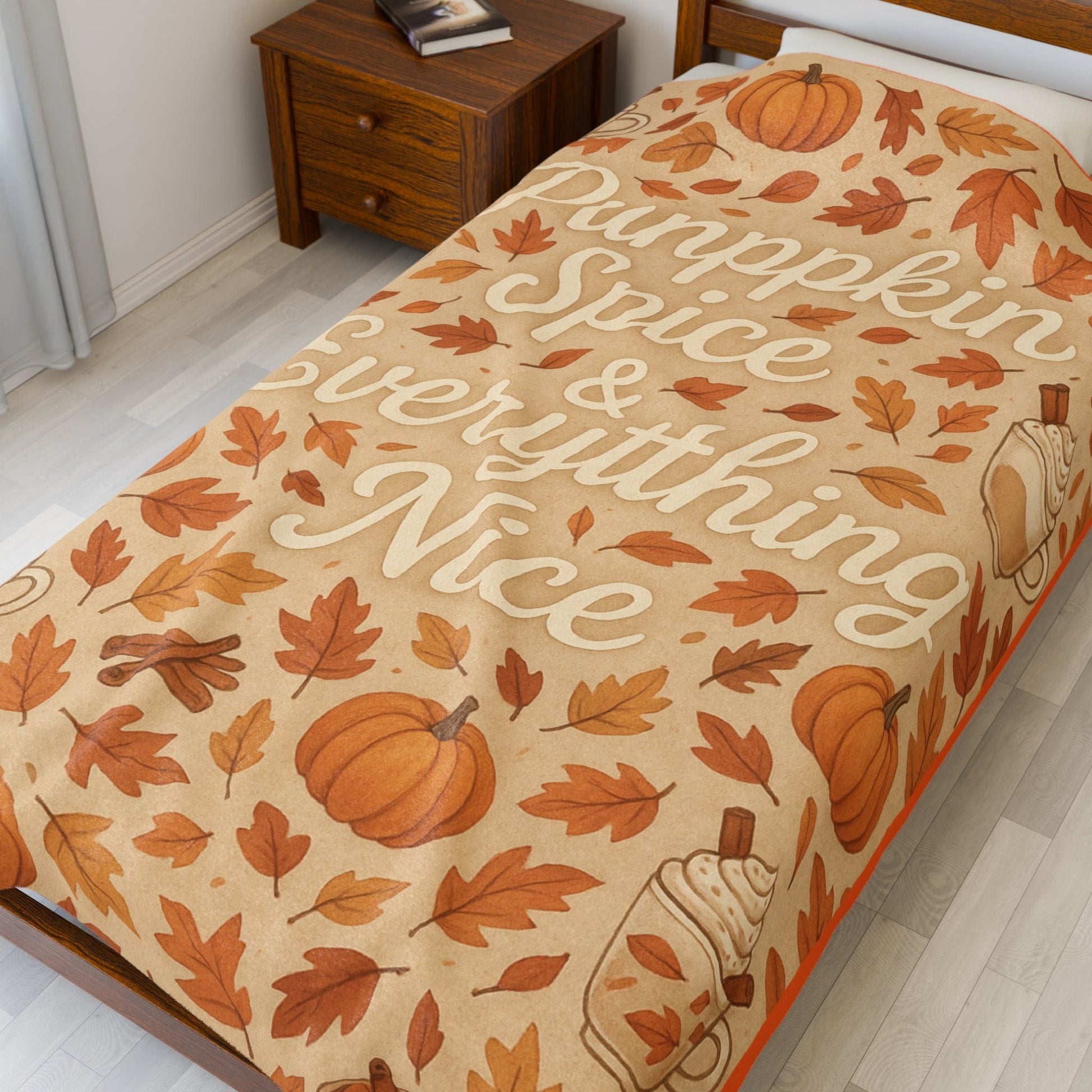 Printify All Over Prints Pumpkin Spice & Everything Nice, Autumn Decor - Cozy Fall Velveteen Plush Blanket