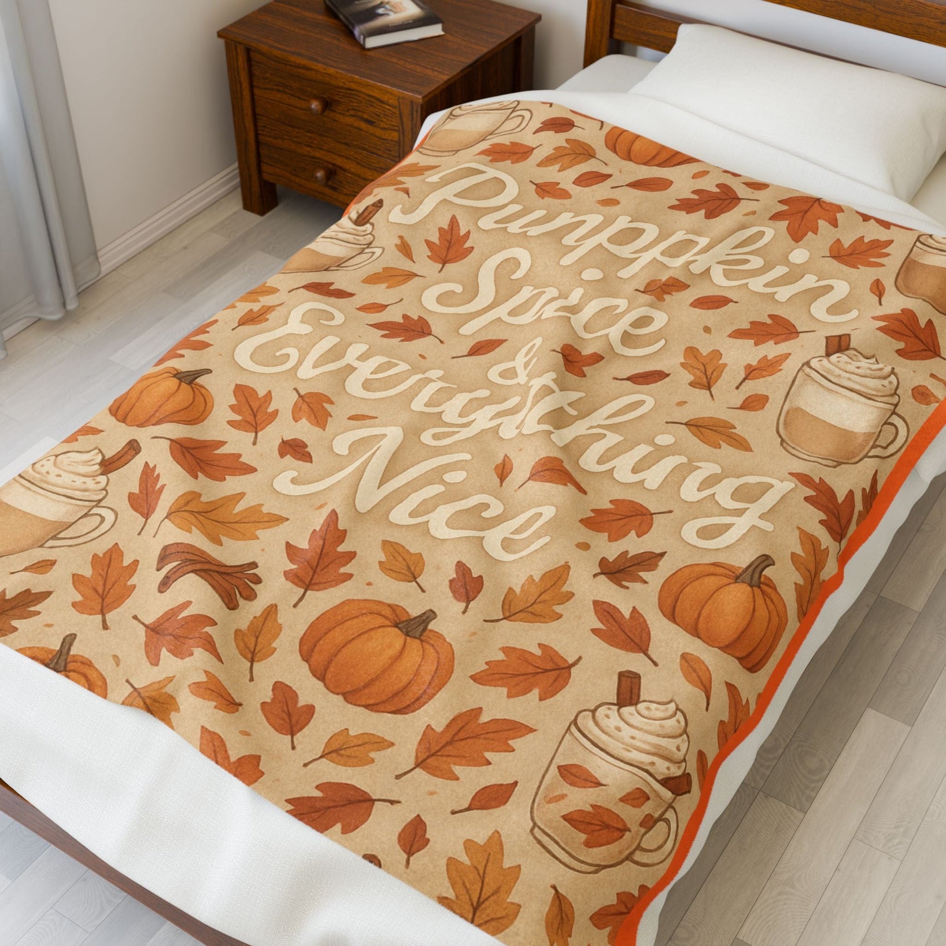 Printify All Over Prints Pumpkin Spice & Everything Nice, Autumn Decor - Cozy Fall Velveteen Plush Blanket