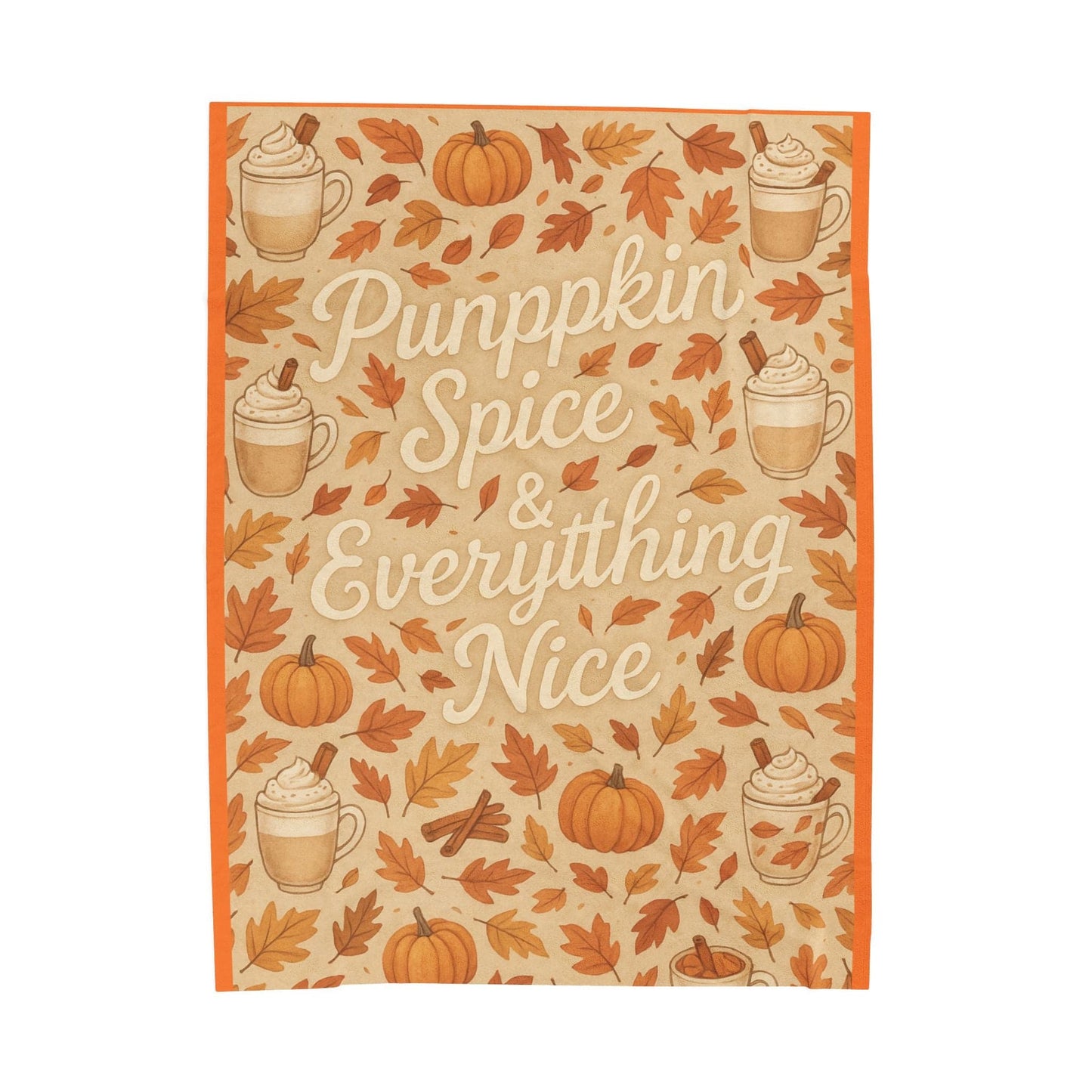 Printify All Over Prints 60" × 80" Pumpkin Spice & Everything Nice, Autumn Decor - Cozy Fall Velveteen Plush Blanket