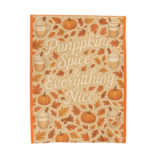 Printify All Over Prints 60" Ă— 80" Pumpkin Spice & Everything Nice, Autumn Decor - Cozy Fall Velveteen Plush Blanket