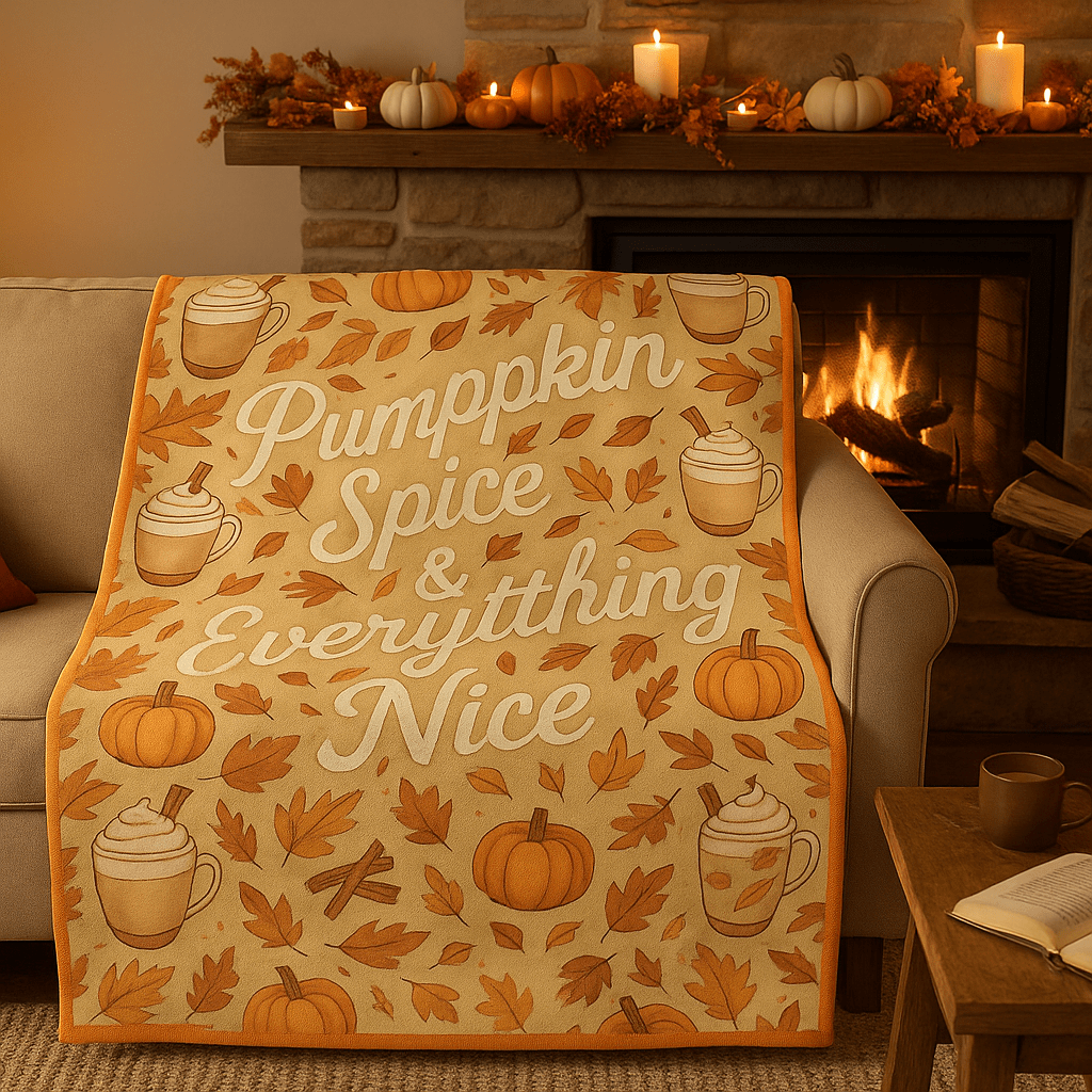 Printify All Over Prints Pumpkin Spice & Everything Nice, Autumn Decor - Cozy Fall Velveteen Plush Blanket