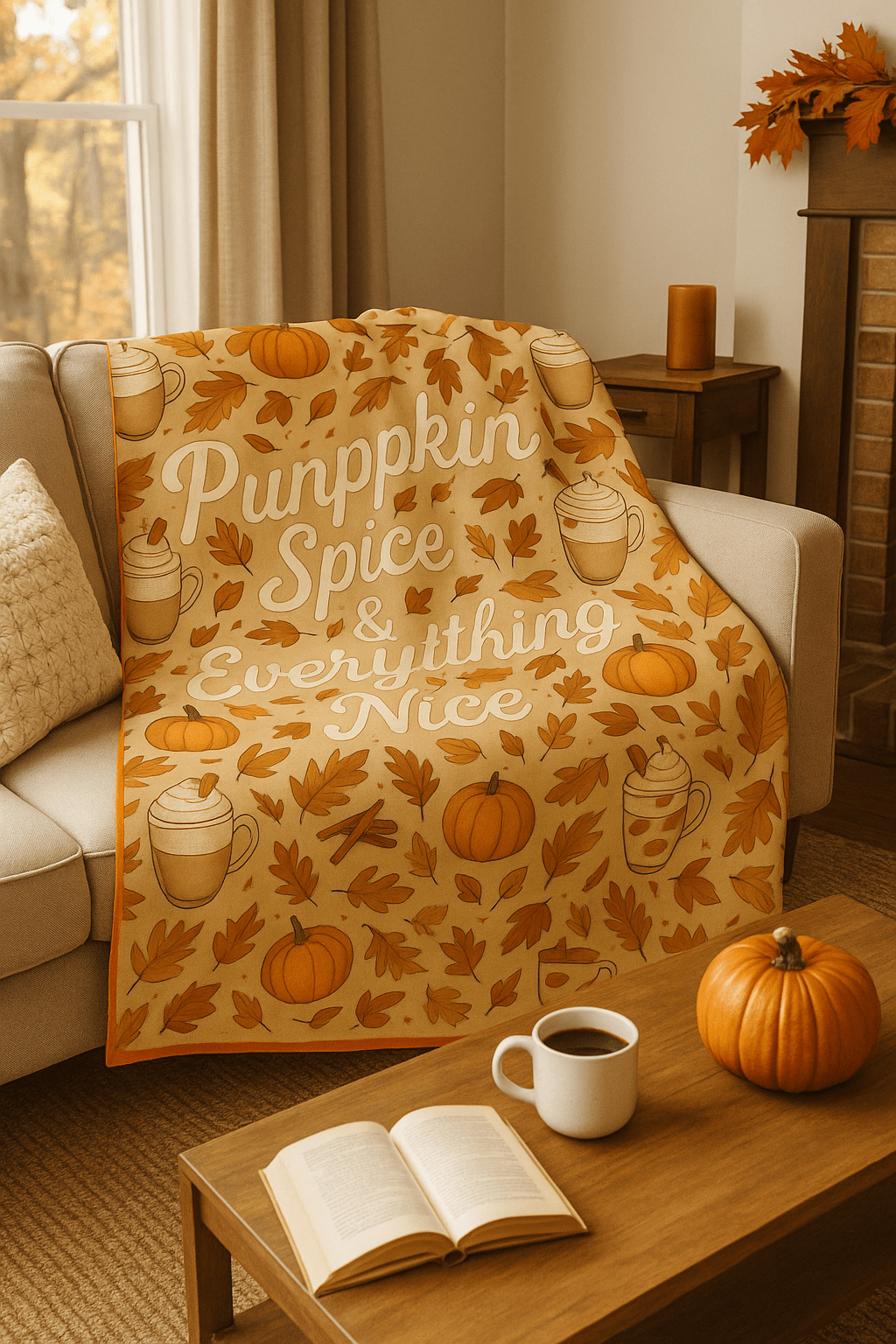 Printify All Over Prints Pumpkin Spice & Everything Nice, Autumn Decor - Cozy Fall Velveteen Plush Blanket