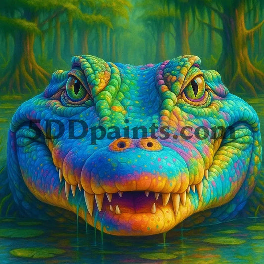 5DDPaints.com arts and crafts kit Rainbow Gator Diamond Painting Kit