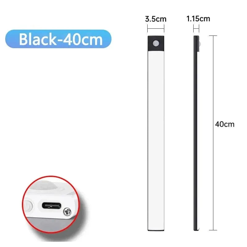 Amazello lights Black 40CM Rechargeable Motion Sensor LED Cabinet Light
