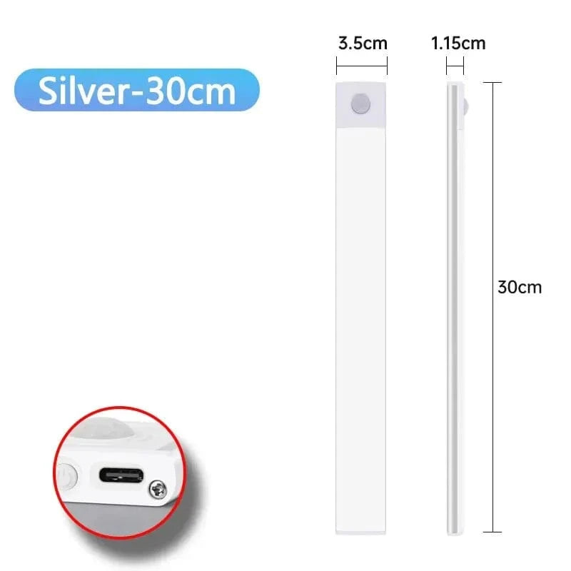 Amazello lights Silvery 30CM Rechargeable Motion Sensor LED Cabinet Light
