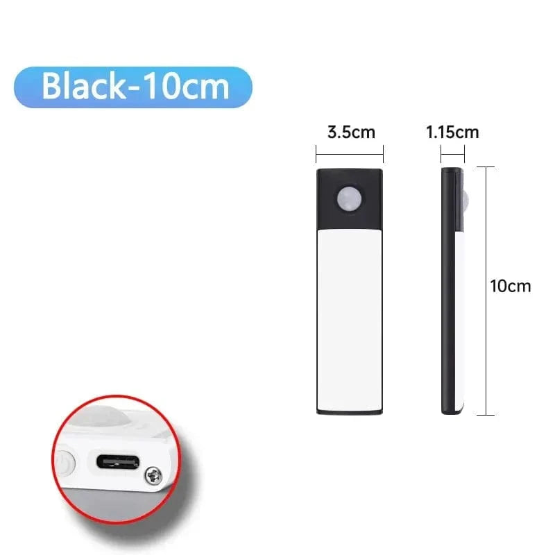 Amazello lights Black 10CM Rechargeable Motion Sensor LED Cabinet Light