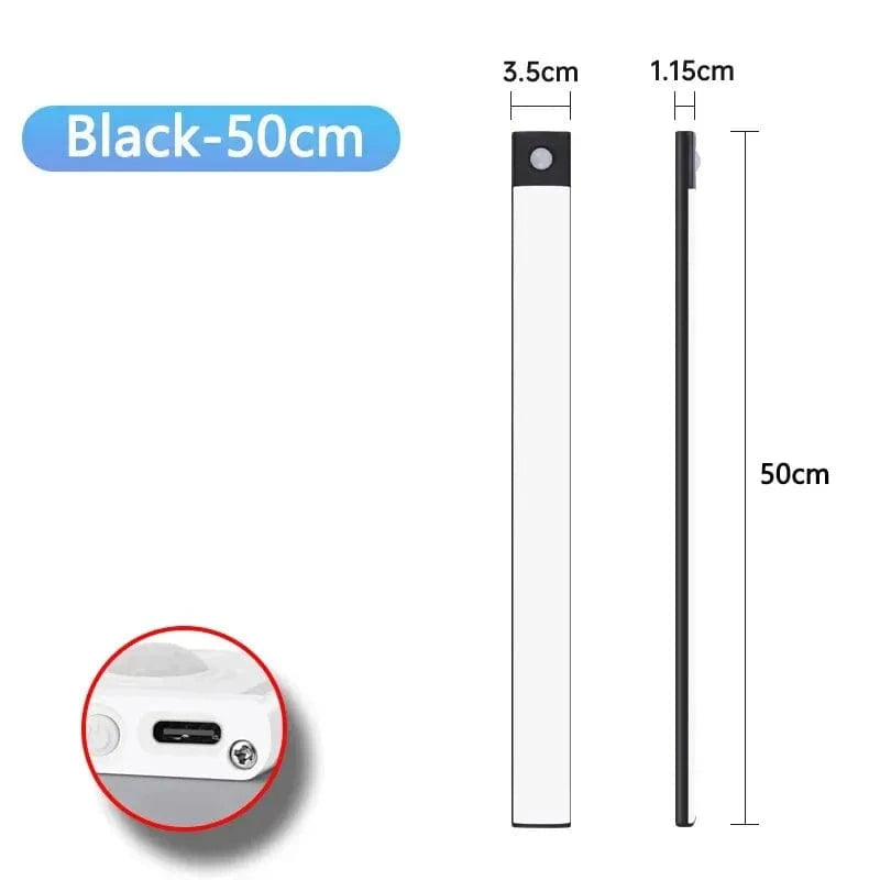 Amazello lights Black 50CM Rechargeable Motion Sensor LED Cabinet Light