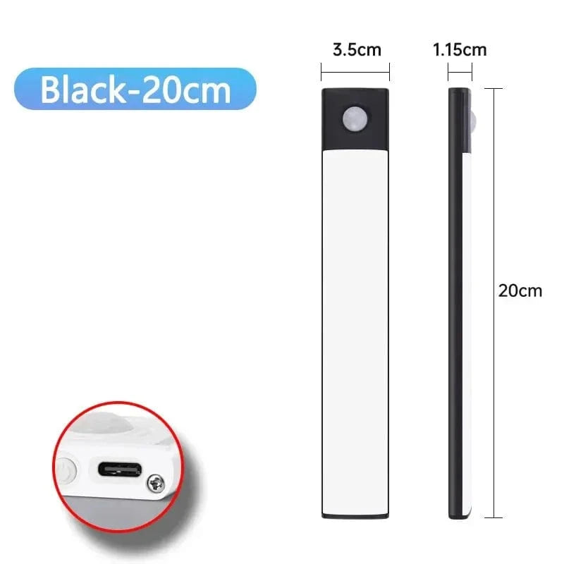 Amazello lights Black 20CM Rechargeable Motion Sensor LED Cabinet Light