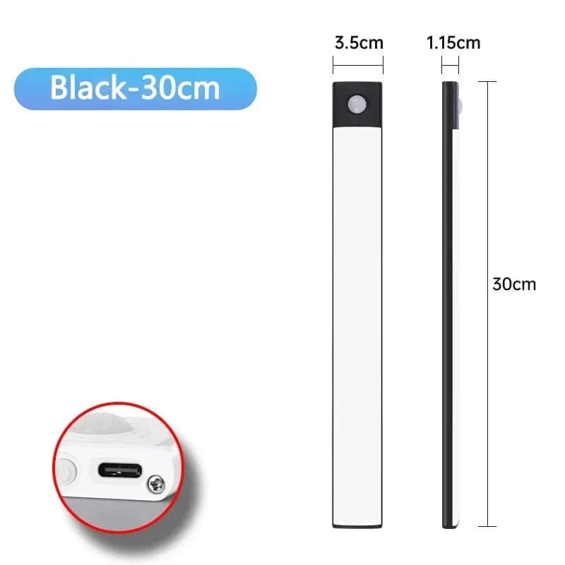 Amazello lights Black 30CM Rechargeable Motion Sensor LED Cabinet Light